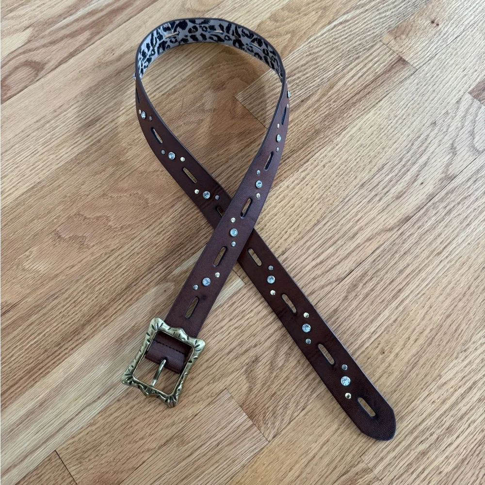 Western belt reversible brown belt with gems